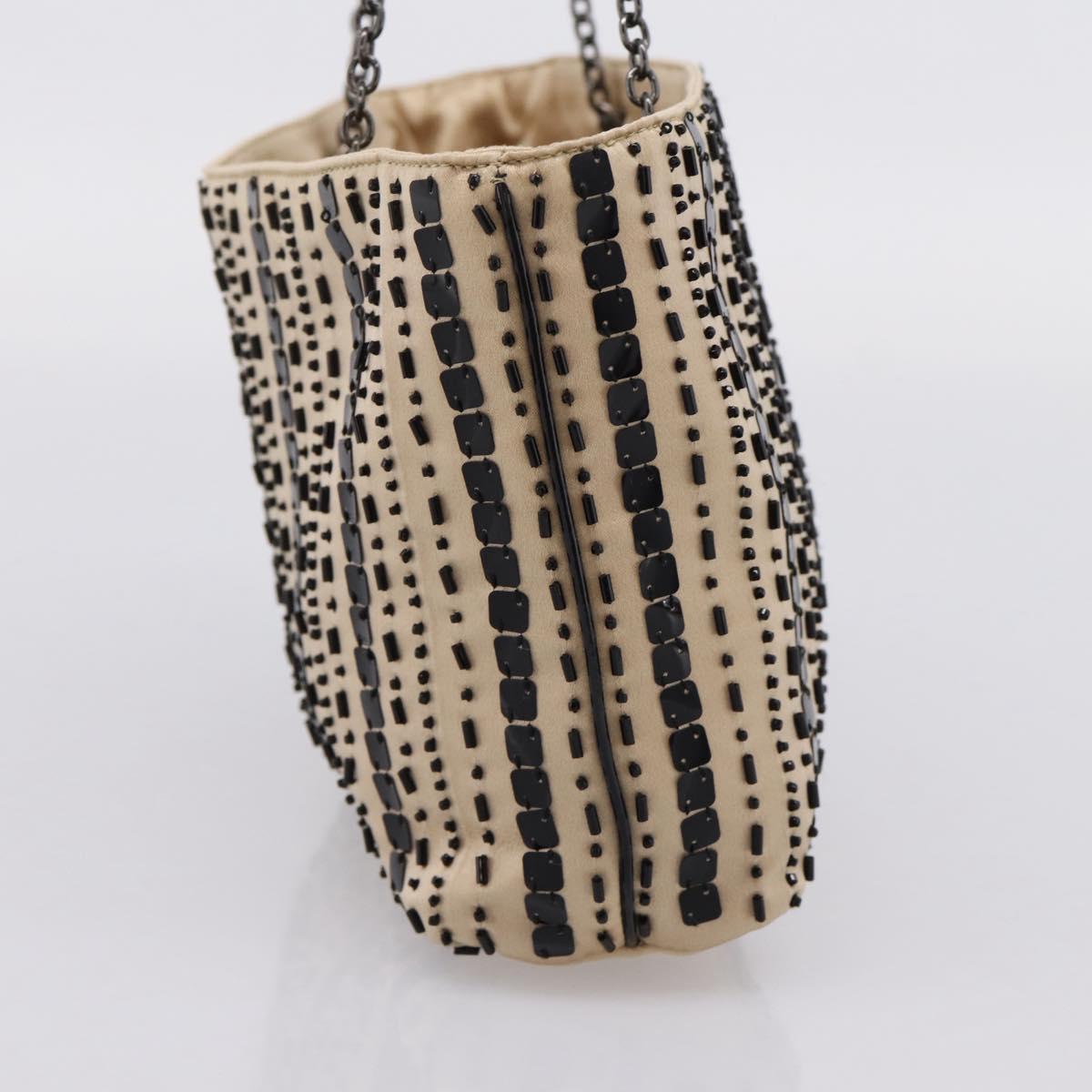 PRADA Chain Hand Bag Satin Gold Auth 206293M