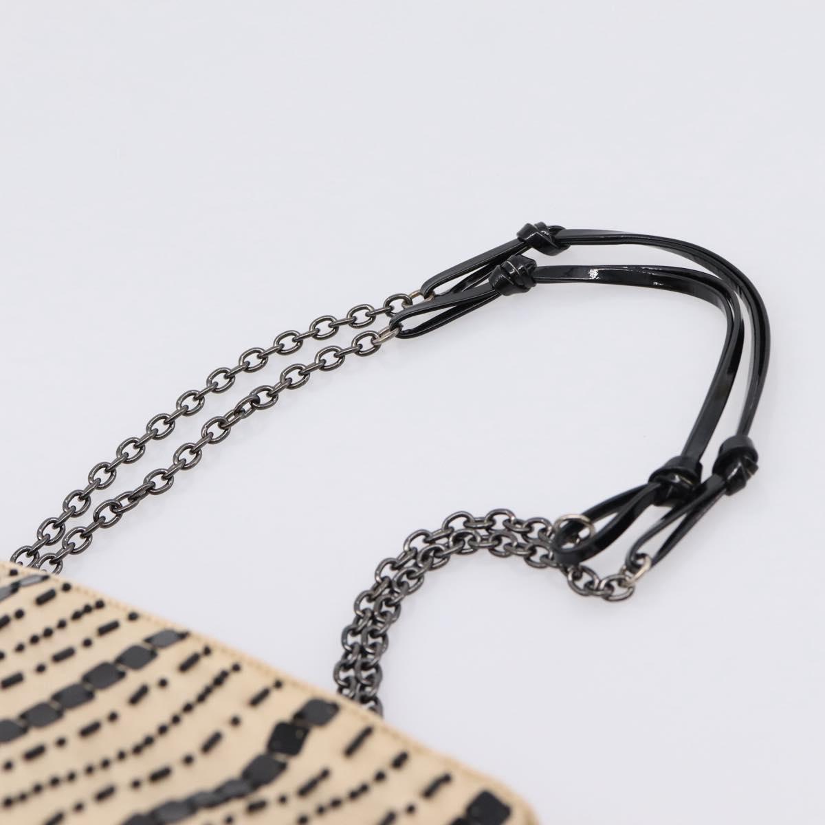 PRADA Chain Hand Bag Satin Gold Auth 206293M