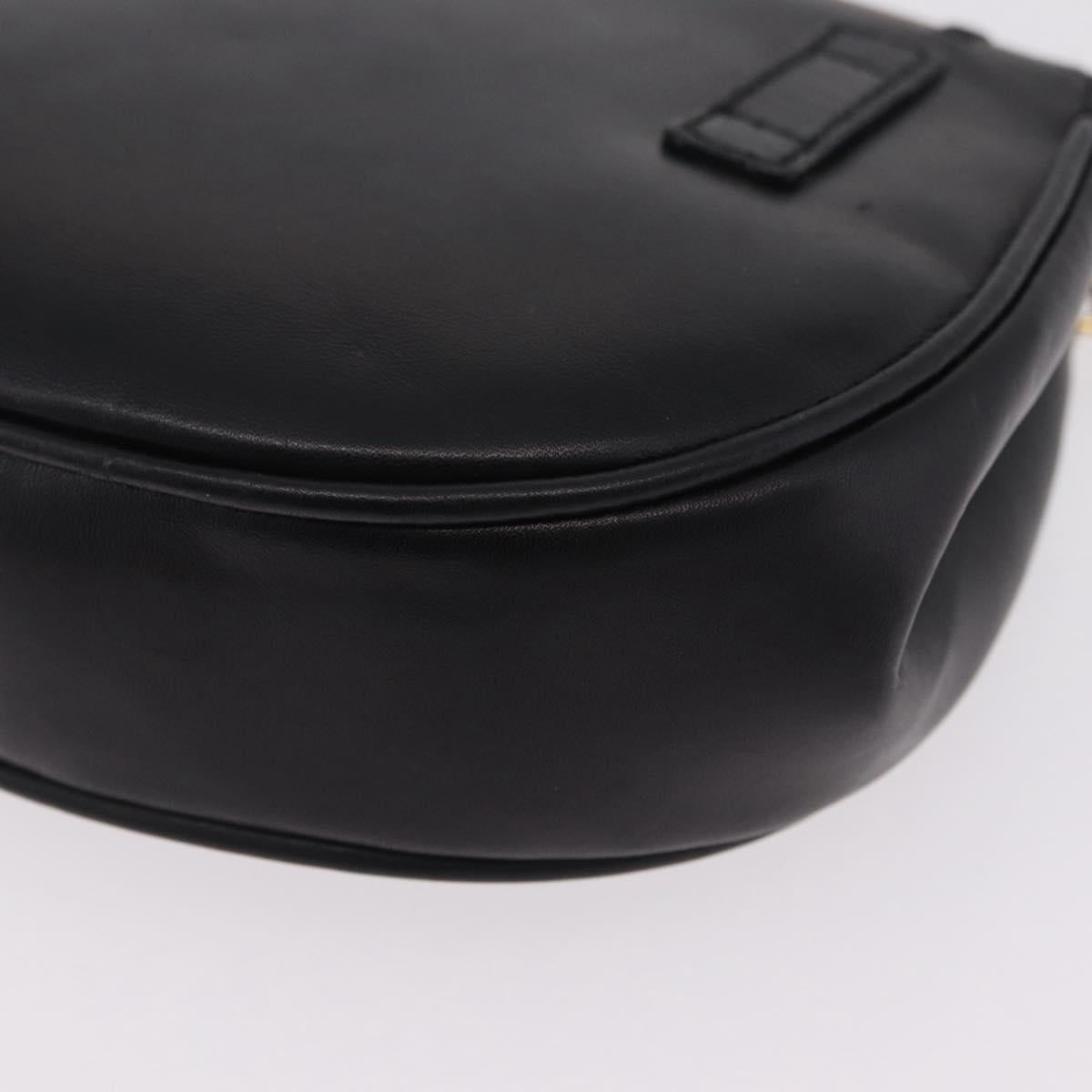 Salvatore Ferragamo Vala Chain Shoulder Bag Leather Black Gold Auth 206299