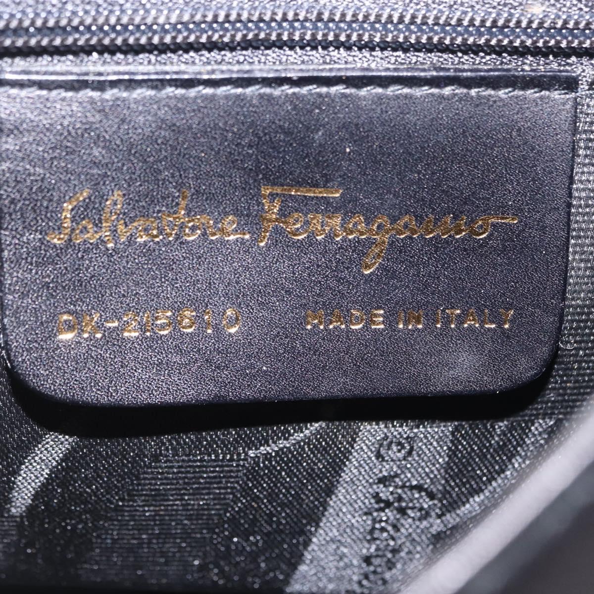 Salvatore Ferragamo Vala Chain Shoulder Bag Leather Black Gold Auth 206299