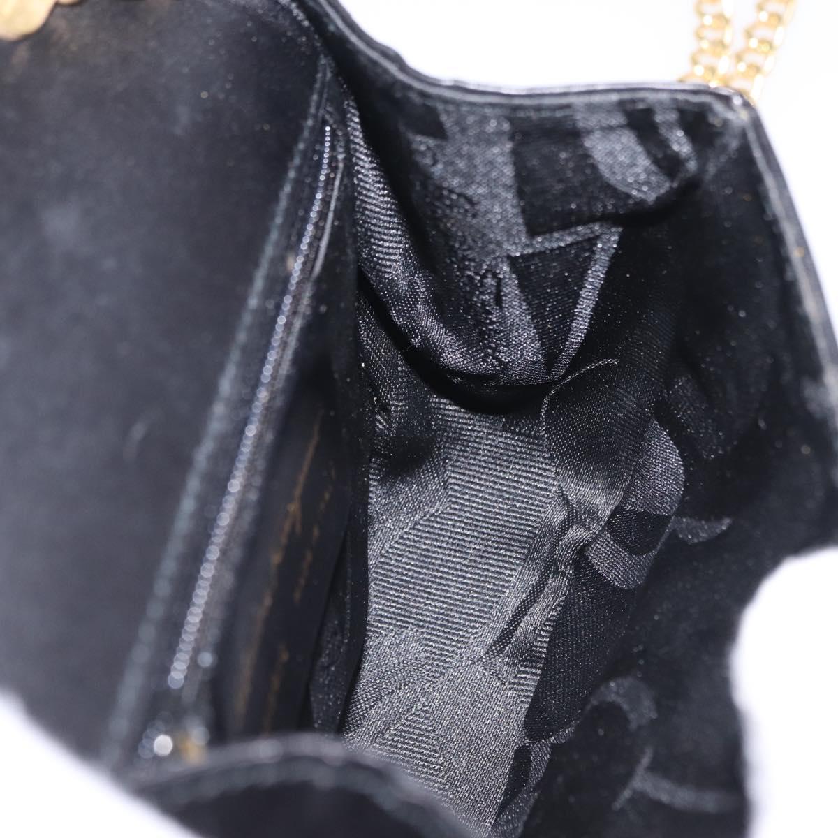 Salvatore Ferragamo Vala Chain Shoulder Bag Leather Black Gold Auth 206299