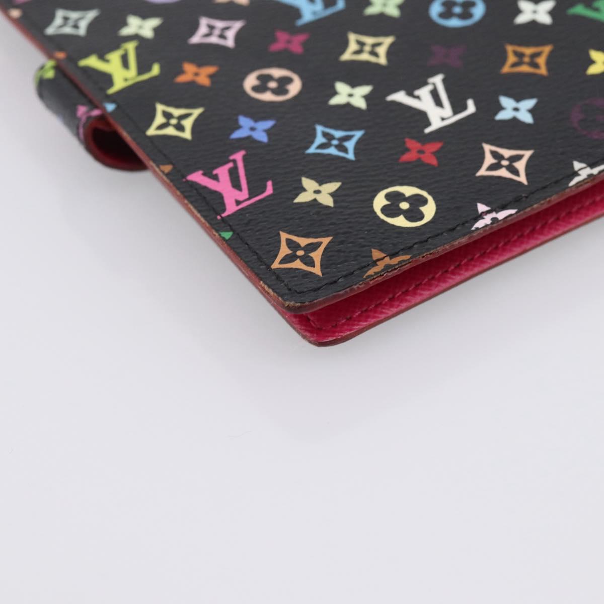 LOUIS VUITTON Monogram Multicolor Agenda PM Cover Black R21076 Auth 206303A