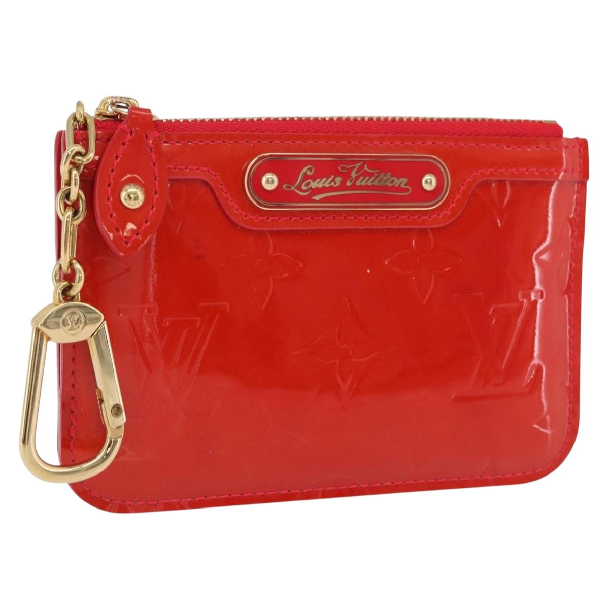 LOUIS VUITTON Vernis Pochette Cle NM Purse Rouge Grunadine M91737 LV Auth 206305