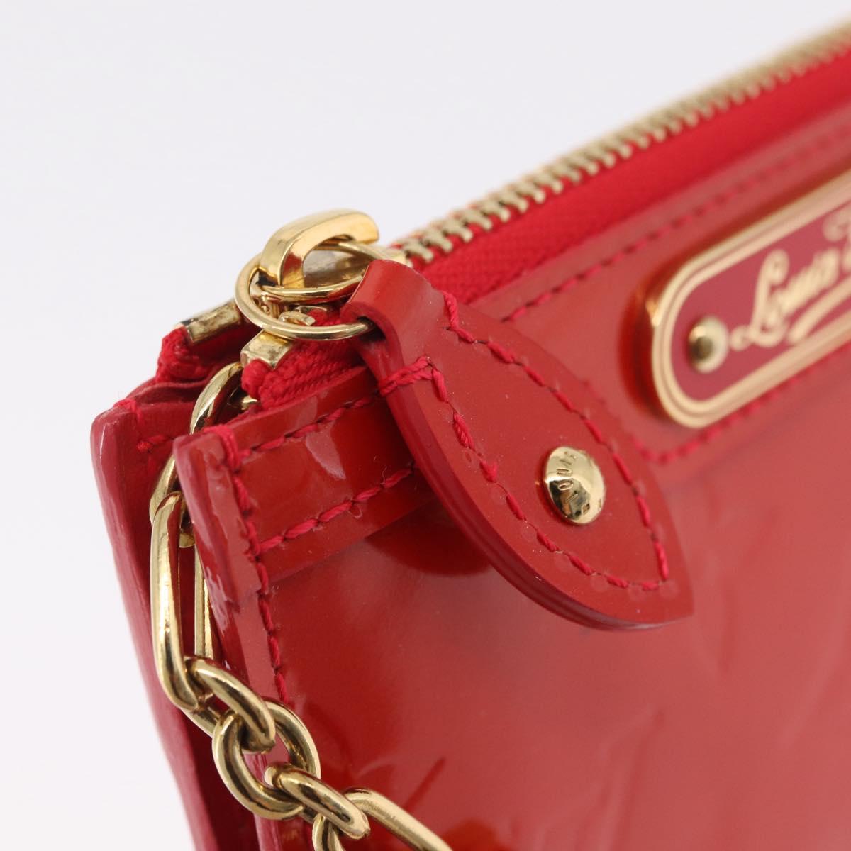 LOUIS VUITTON Vernis Pochette Cle NM Purse Rouge Grunadine M91737 LV Auth 206305