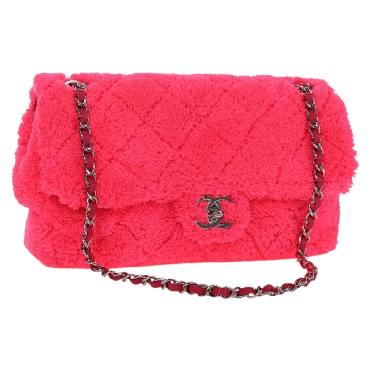 CHANEL Matelasse 30 Chain Shoulder Bag Pile Pink Silver CC Auth 206311SAM