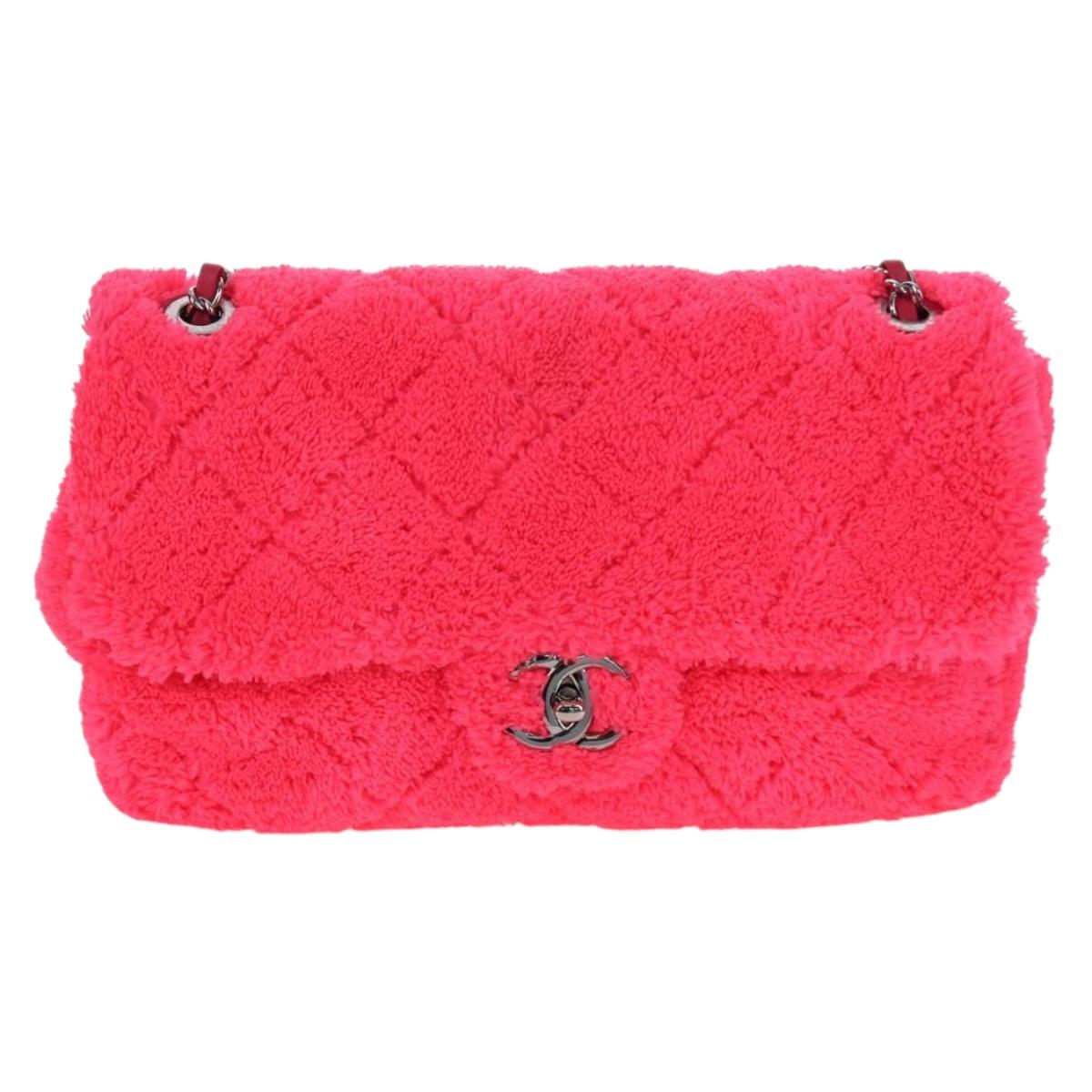 CHANEL Matelasse 30 Chain Shoulder Bag Pile Pink Silver CC Auth 206311SAM