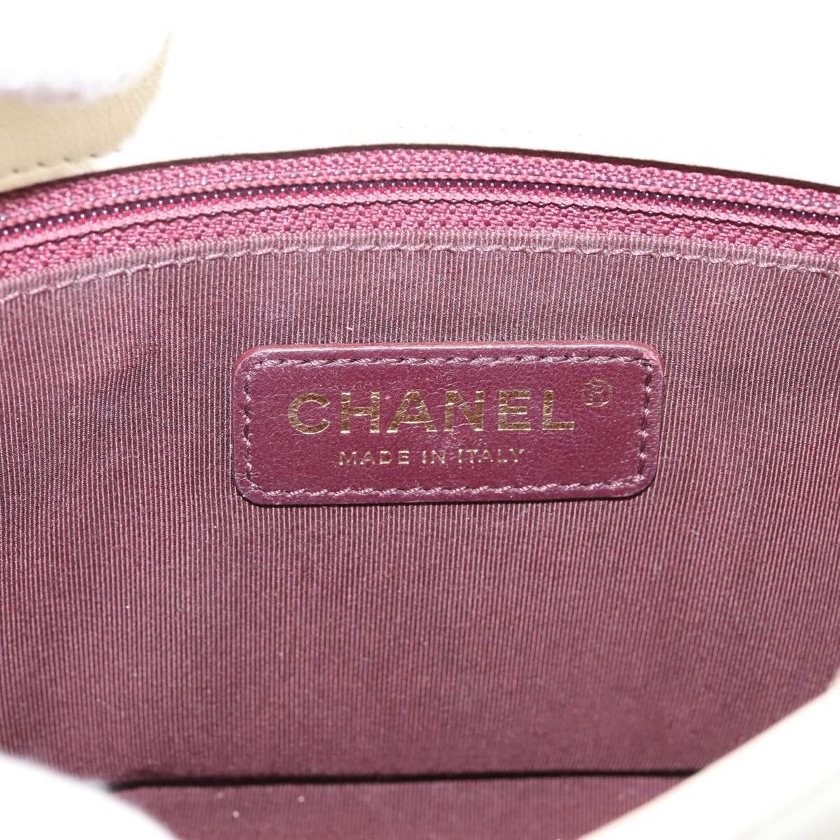 CHANEL Matelasse Chain Shoulder Bag Lamb Skin Gold White CC Auth 206312V