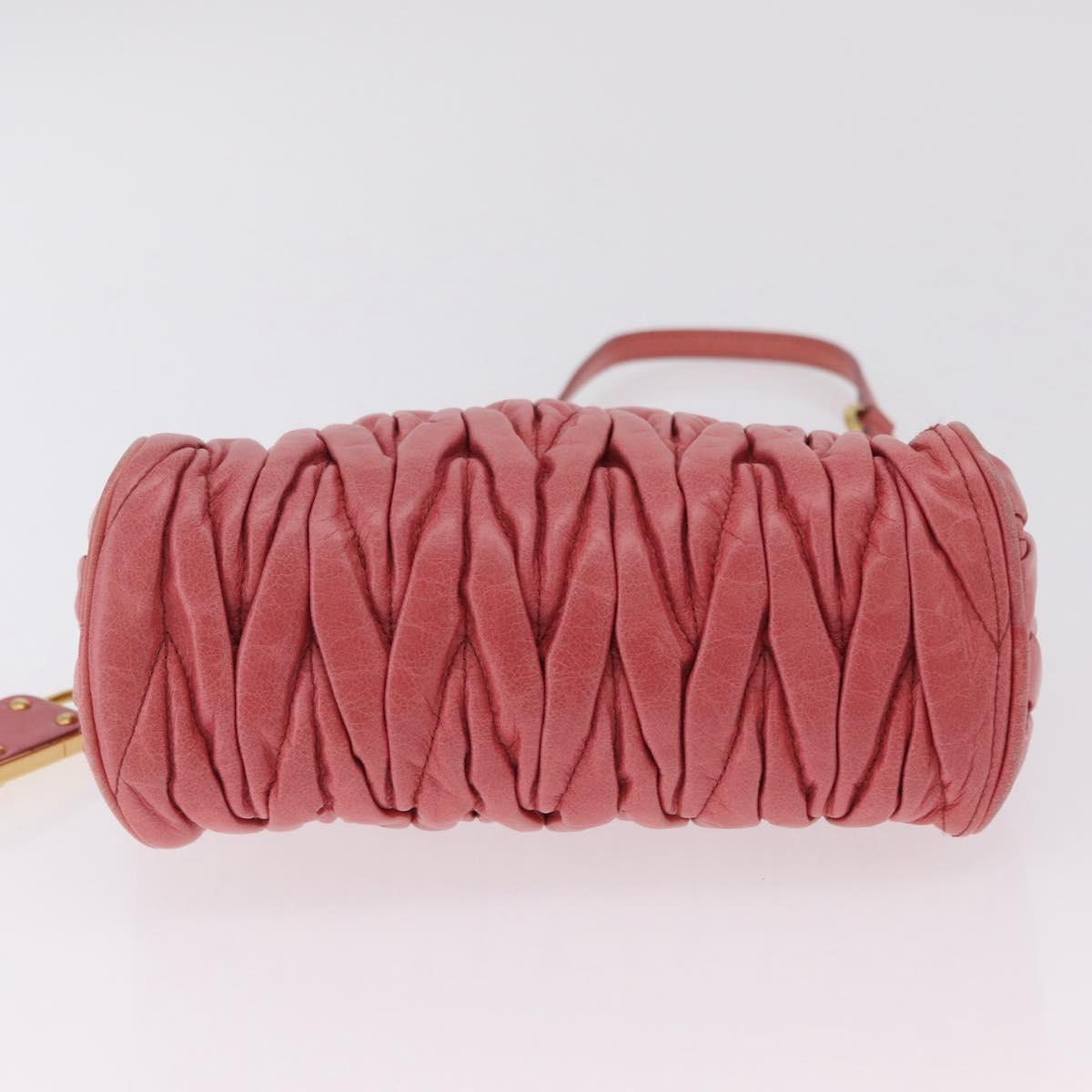 Miu Miu Matelasse Shoulder Bag Leather Pink Gold Auth 206317M