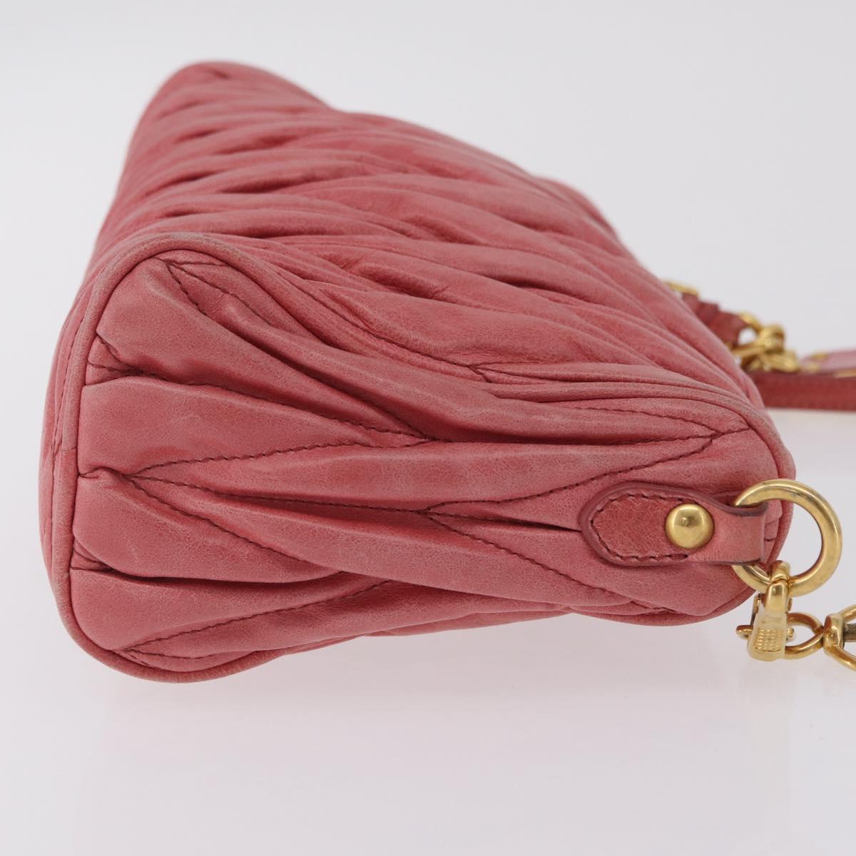 Miu Miu Matelasse Shoulder Bag Leather Pink Gold Auth 206317M