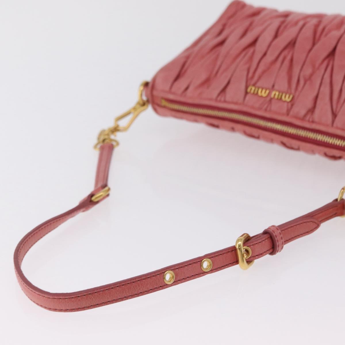 Miu Miu Matelasse Shoulder Bag Leather Pink Gold Auth 206317M