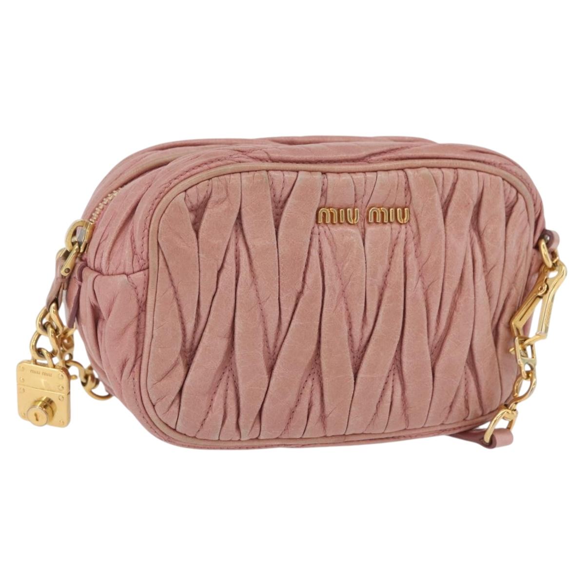 Miu Miu Matelasse Shoulder Bag Vitellolux Pink Gold Auth 206318A