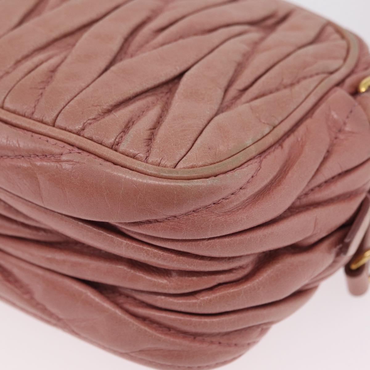 Miu Miu Matelasse Shoulder Bag Vitellolux Pink Gold Auth 206318A