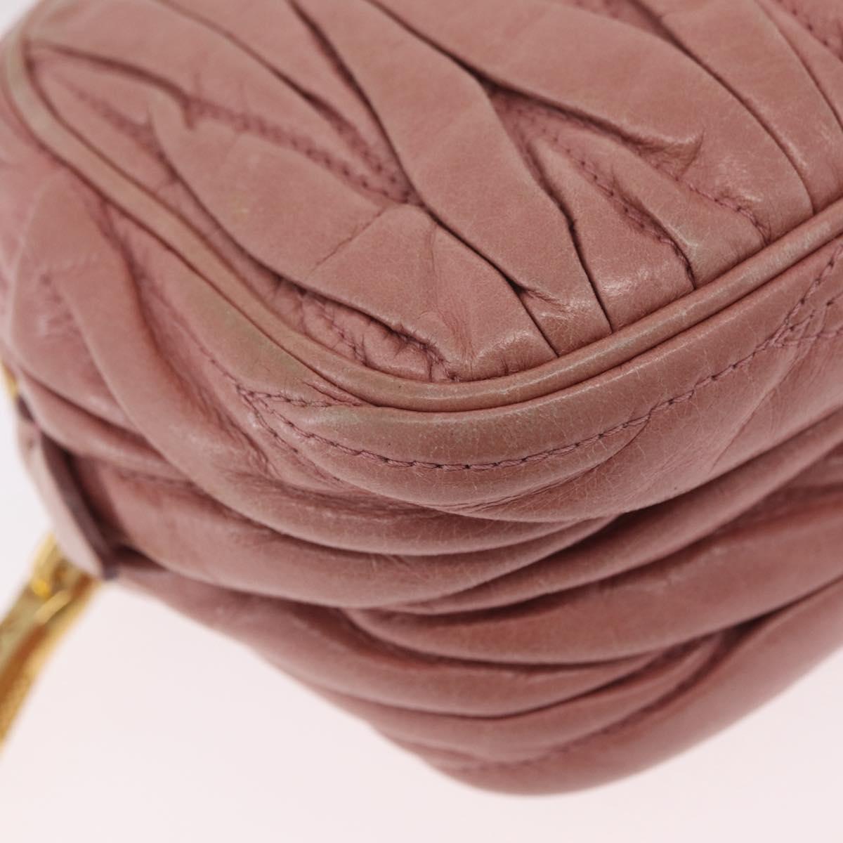 Miu Miu Matelasse Shoulder Bag Vitellolux Pink Gold Auth 206318A