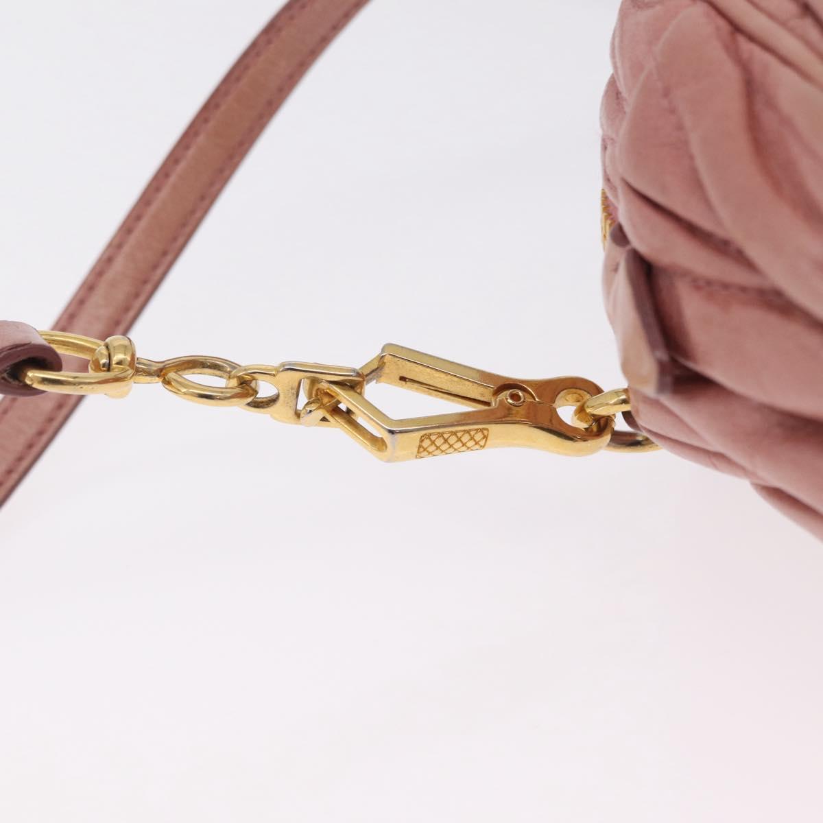 Miu Miu Matelasse Shoulder Bag Vitellolux Pink Gold Auth 206318A