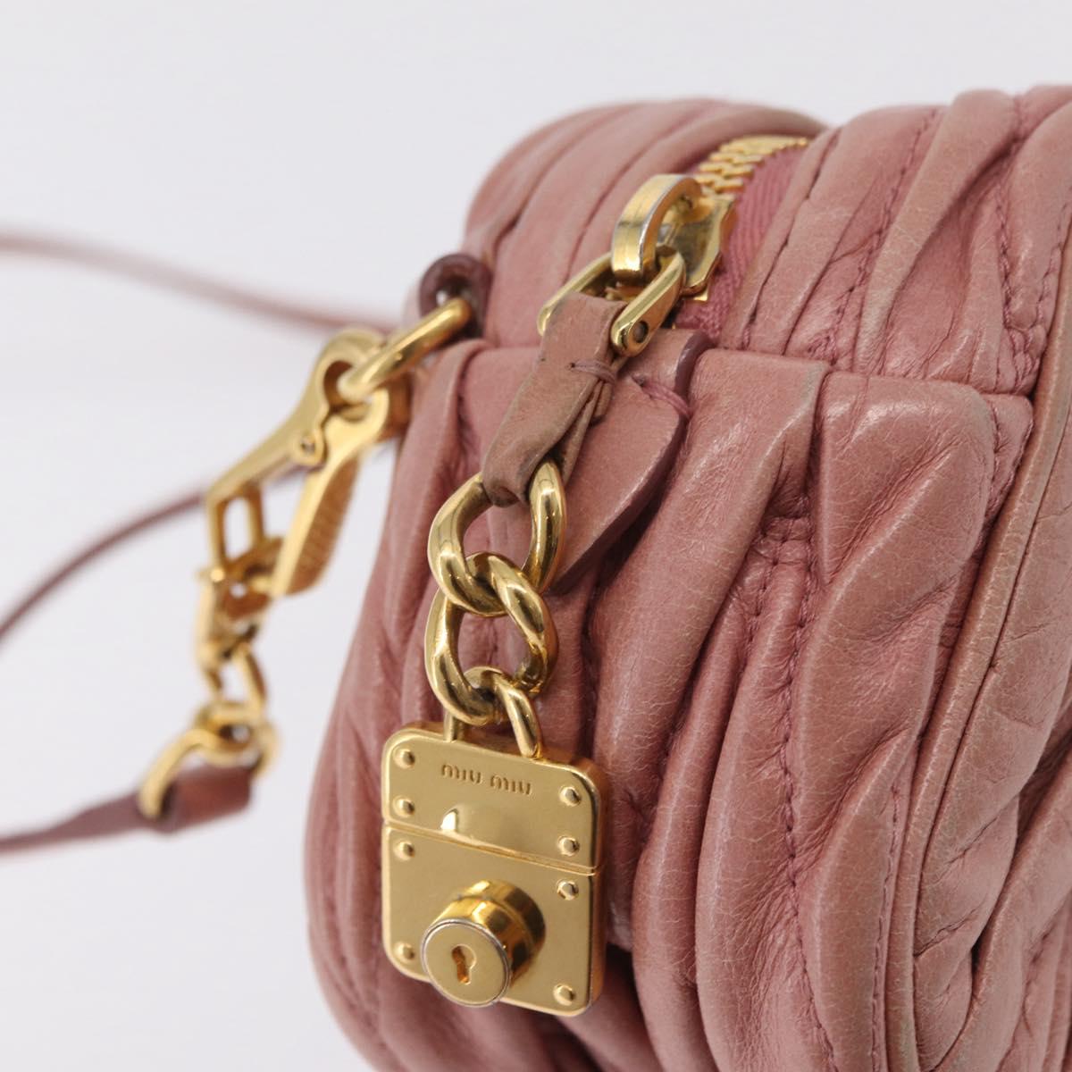 Miu Miu Matelasse Shoulder Bag Vitellolux Pink Gold Auth 206318A