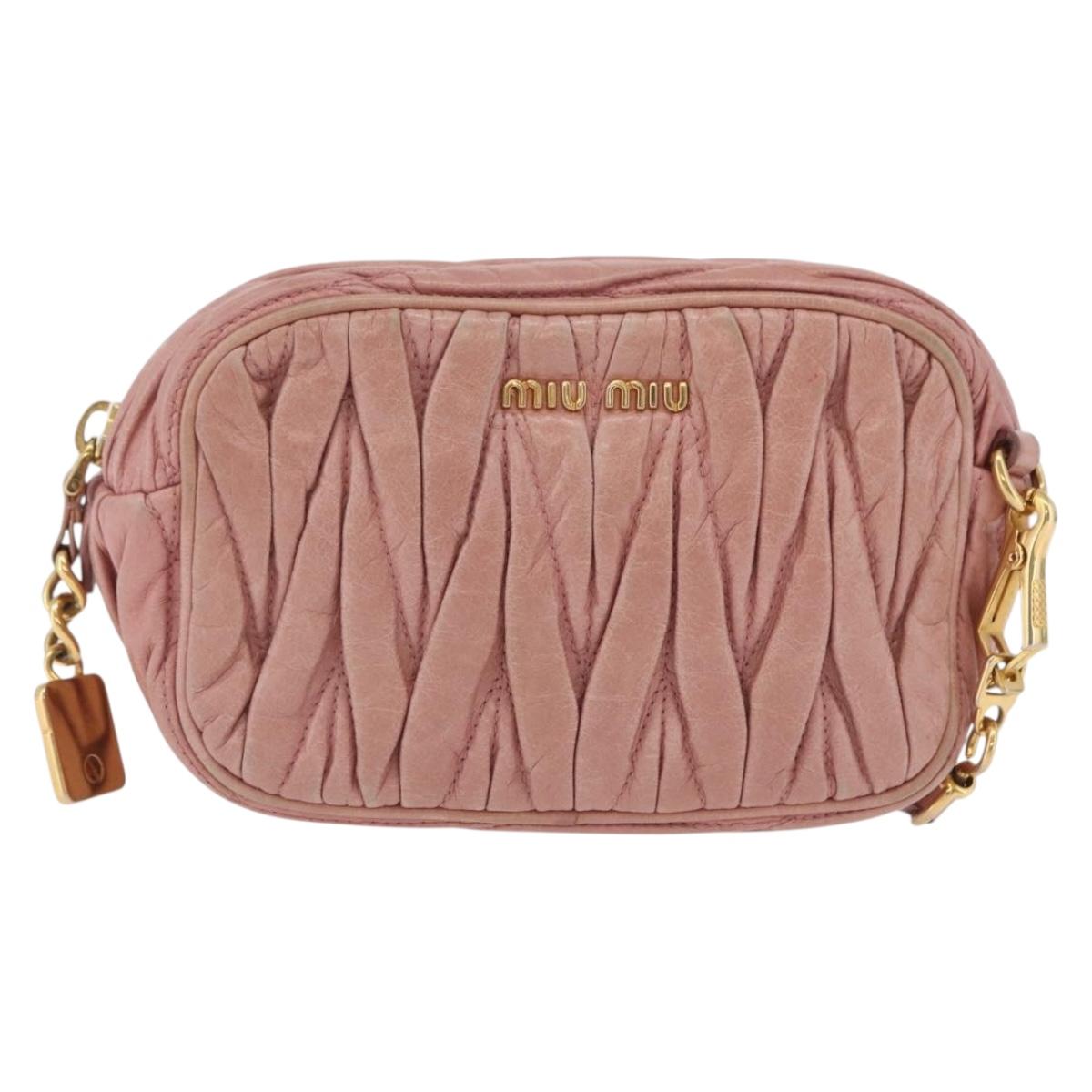 Miu Miu Matelasse Shoulder Bag Vitellolux Pink Gold Auth 206318A