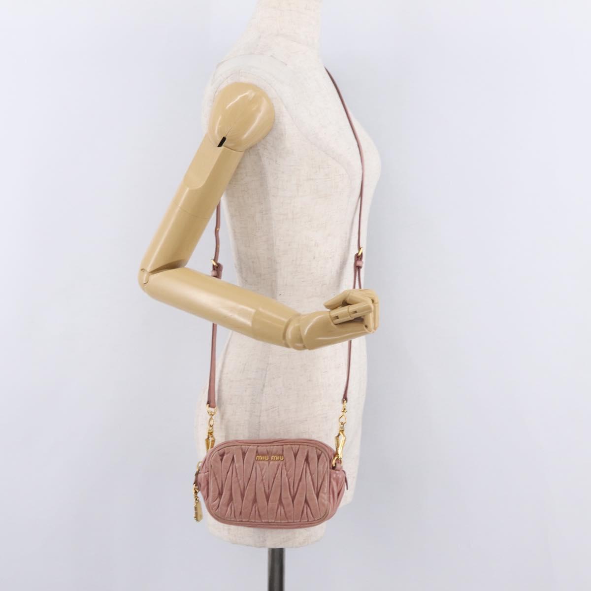 Miu Miu Matelasse Shoulder Bag Vitellolux Pink Gold Auth 206318A