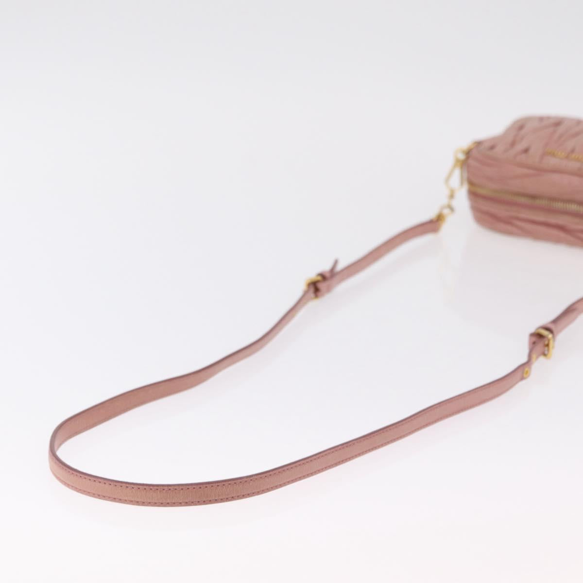 Miu Miu Matelasse Shoulder Bag Vitellolux Pink Gold Auth 206318A