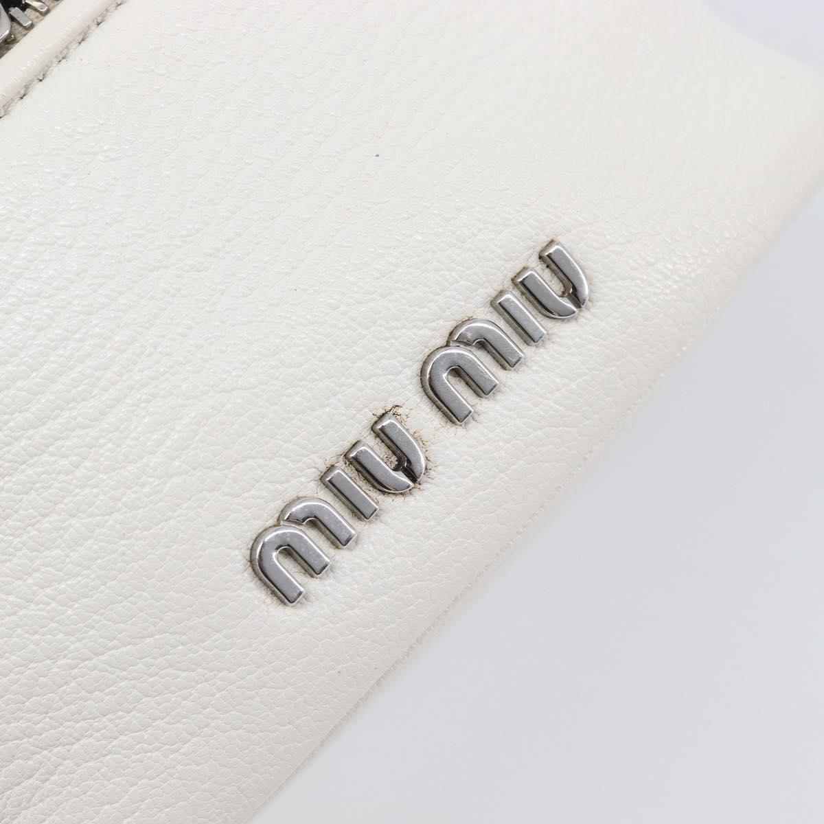 Miu Miu Vanity Shoulder Bag Leather 2way White Silver Auth 206320A