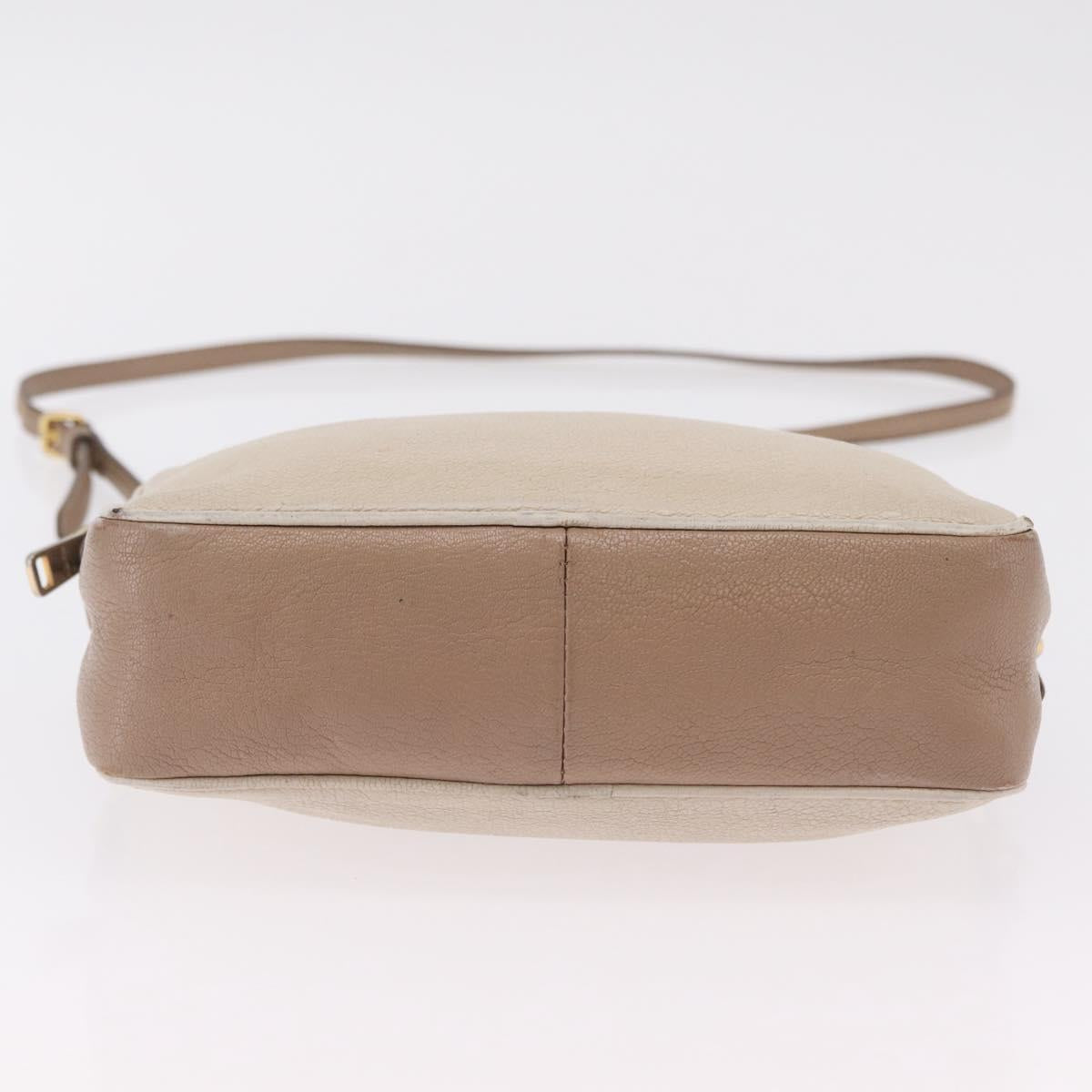 Miu Miu Shoulder Bag Leather Ivory Gold Auth 206322