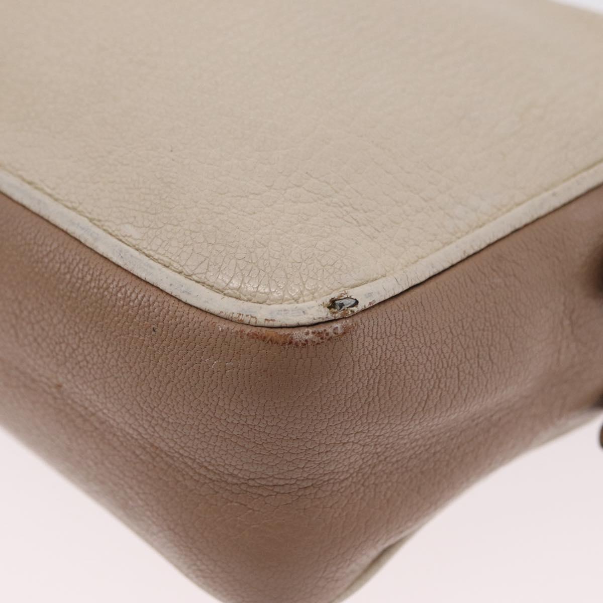 Miu Miu Shoulder Bag Leather Ivory Gold Auth 206322