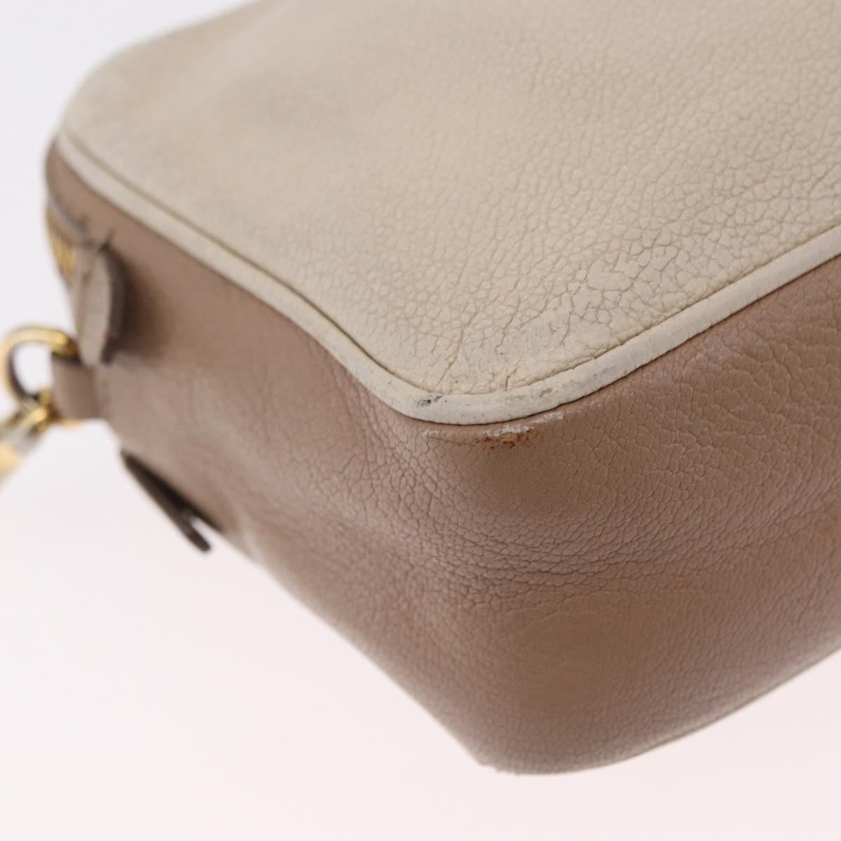 Miu Miu Shoulder Bag Leather Ivory Gold Auth 206322