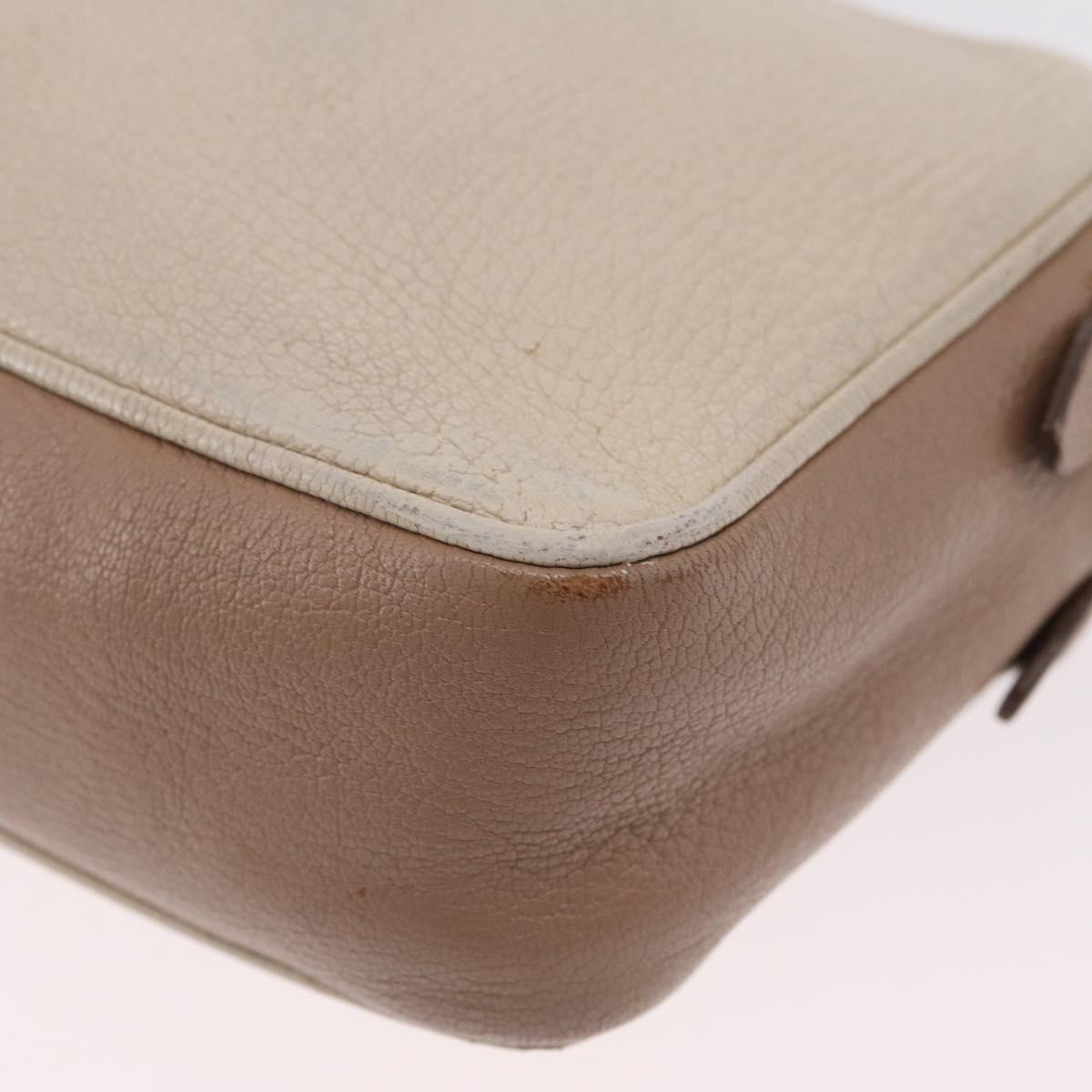 Miu Miu Shoulder Bag Leather Ivory Gold Auth 206322