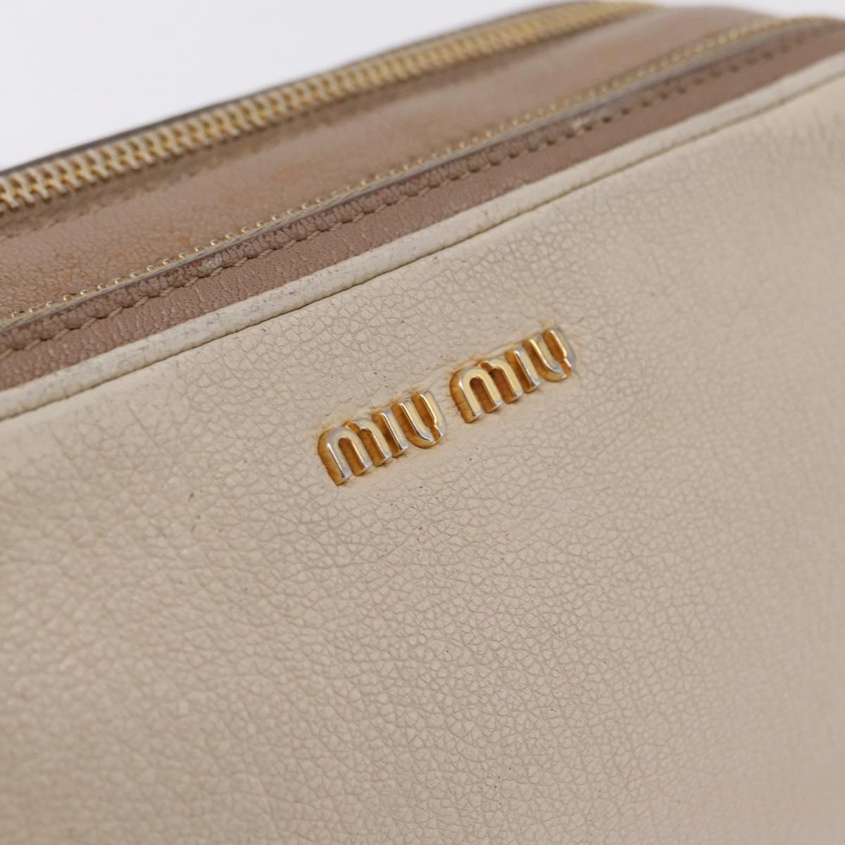 Miu Miu Shoulder Bag Leather Ivory Gold Auth 206322