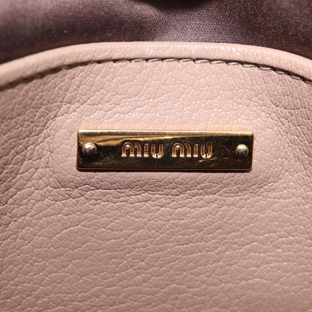 Miu Miu Shoulder Bag Leather Ivory Gold Auth 206322