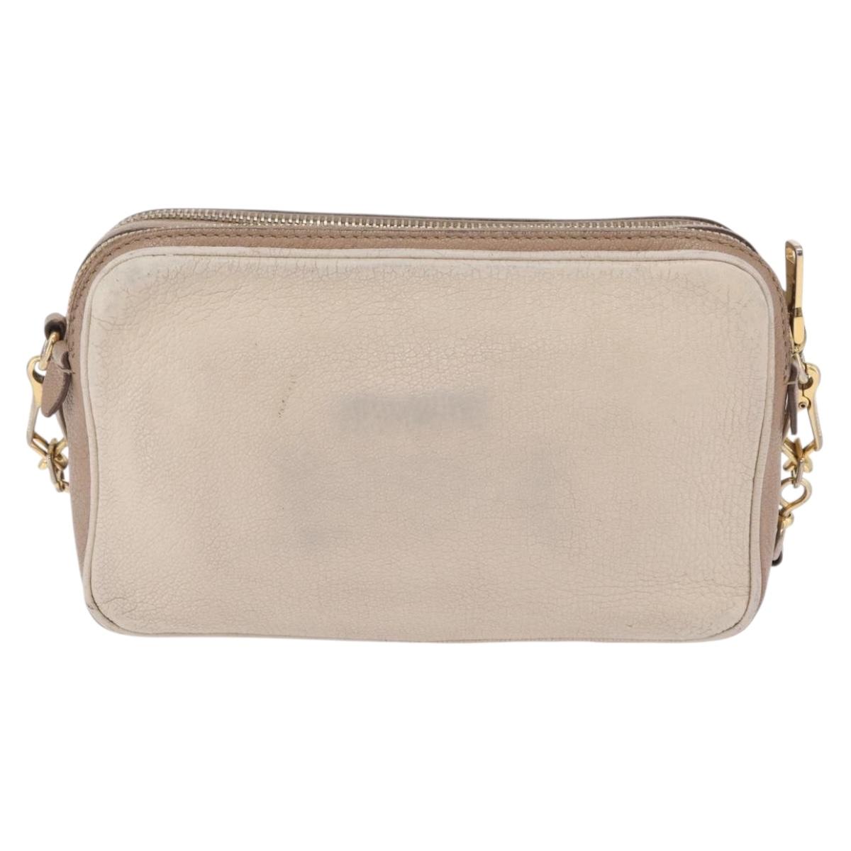 Miu Miu Shoulder Bag Leather Ivory Gold Auth 206322