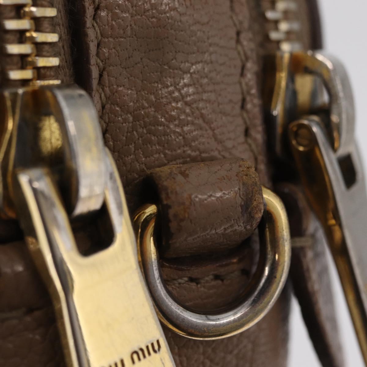 Miu Miu Shoulder Bag Leather Ivory Gold Auth 206322