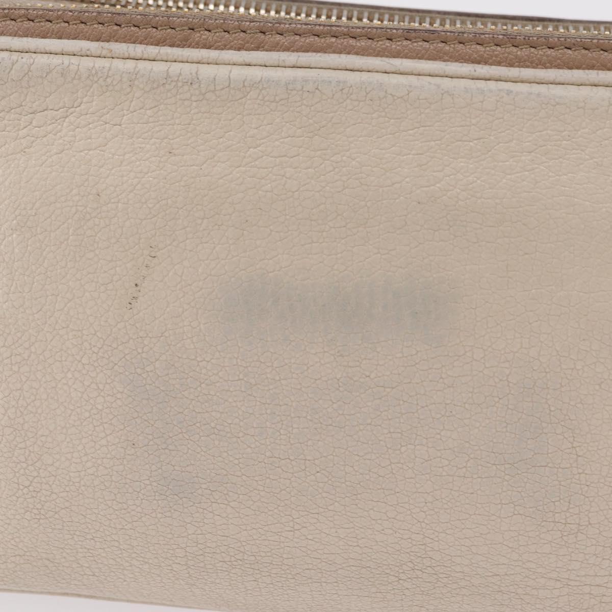 Miu Miu Shoulder Bag Leather Ivory Gold Auth 206322