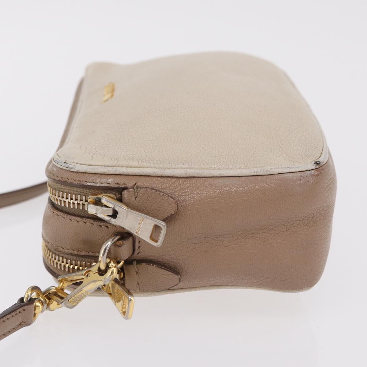 Miu Miu Shoulder Bag Leather Ivory Gold Auth 206322