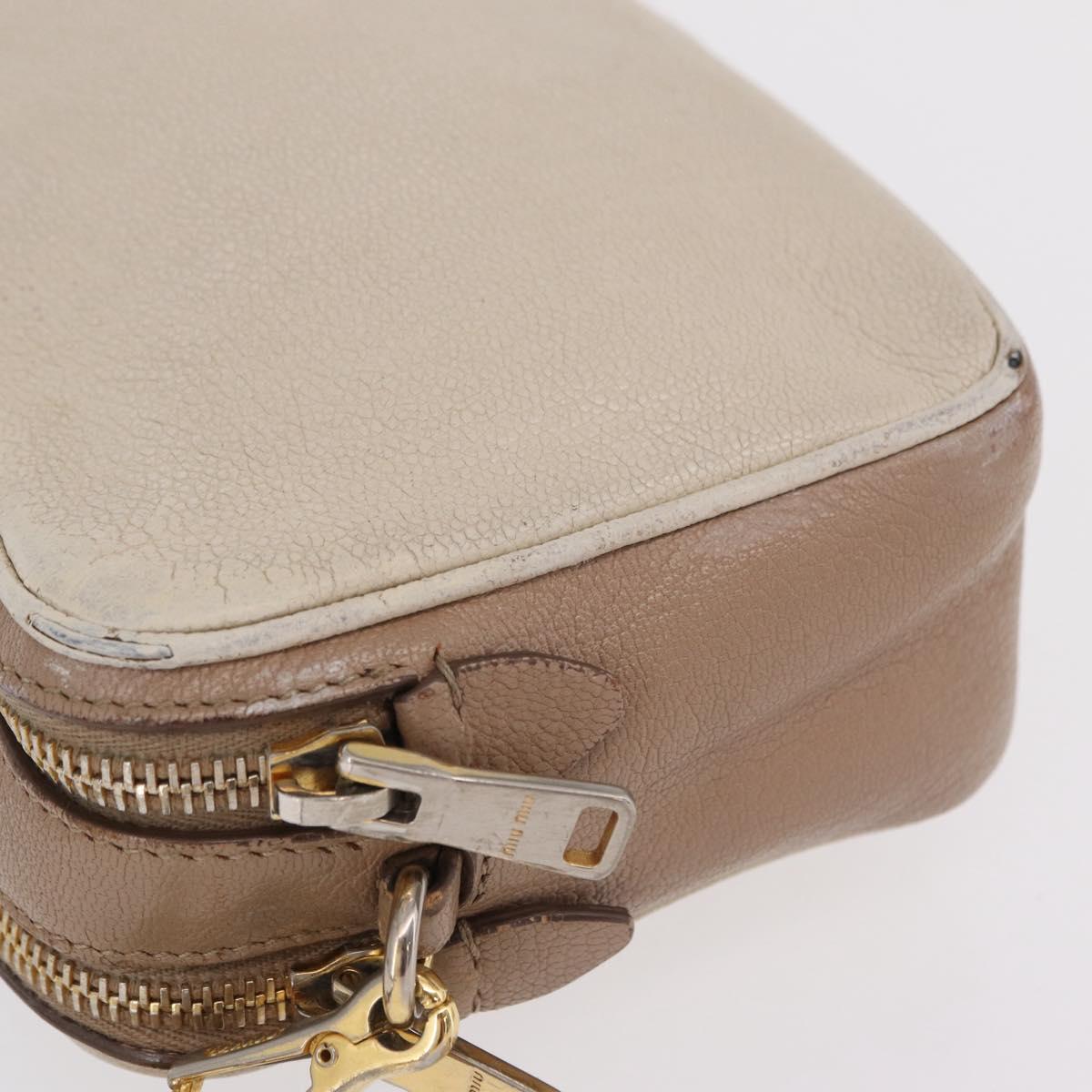 Miu Miu Shoulder Bag Leather Ivory Gold Auth 206322