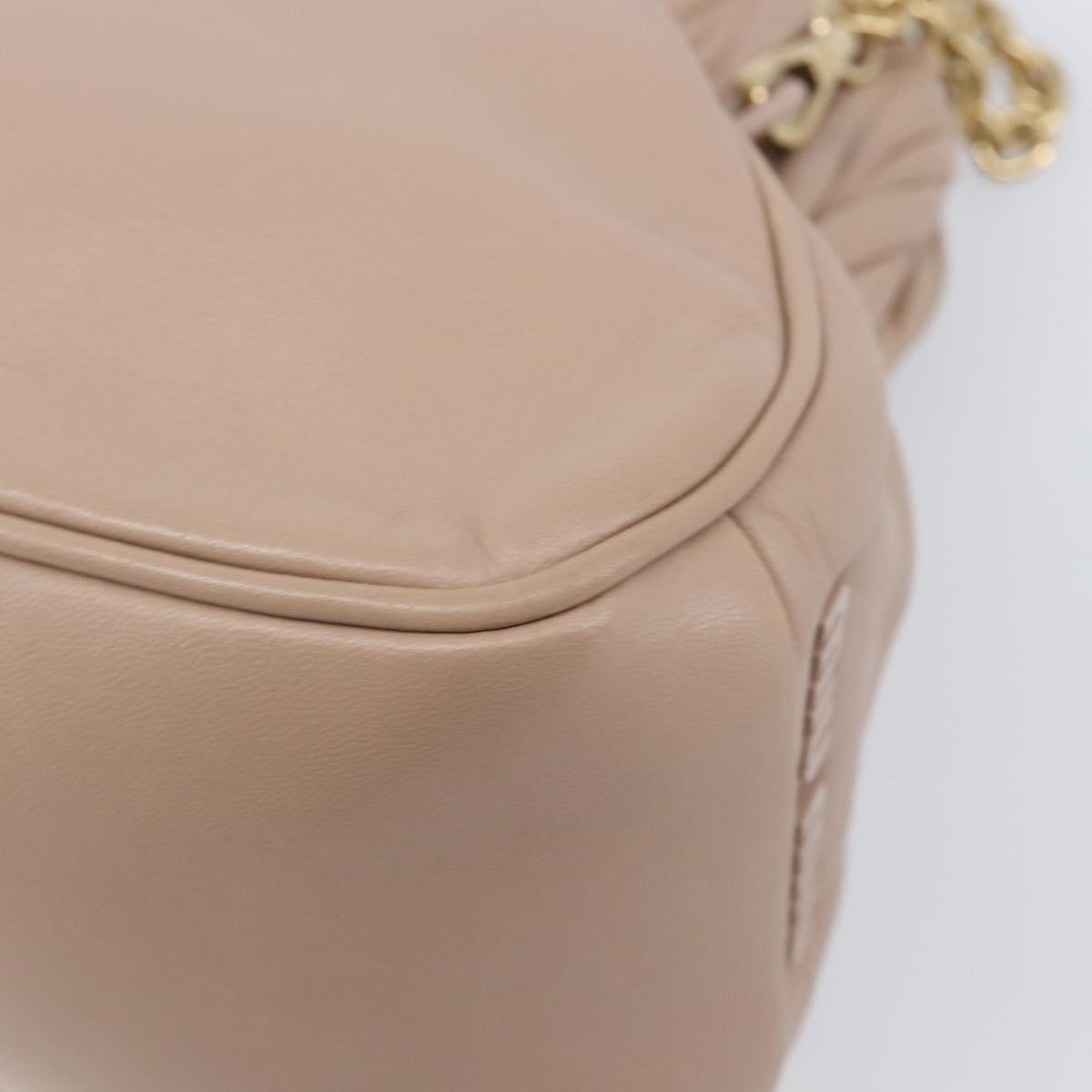 Miu Miu Matelasse Chain Shoulder Bag Leather Pink Gold Auth 206324M