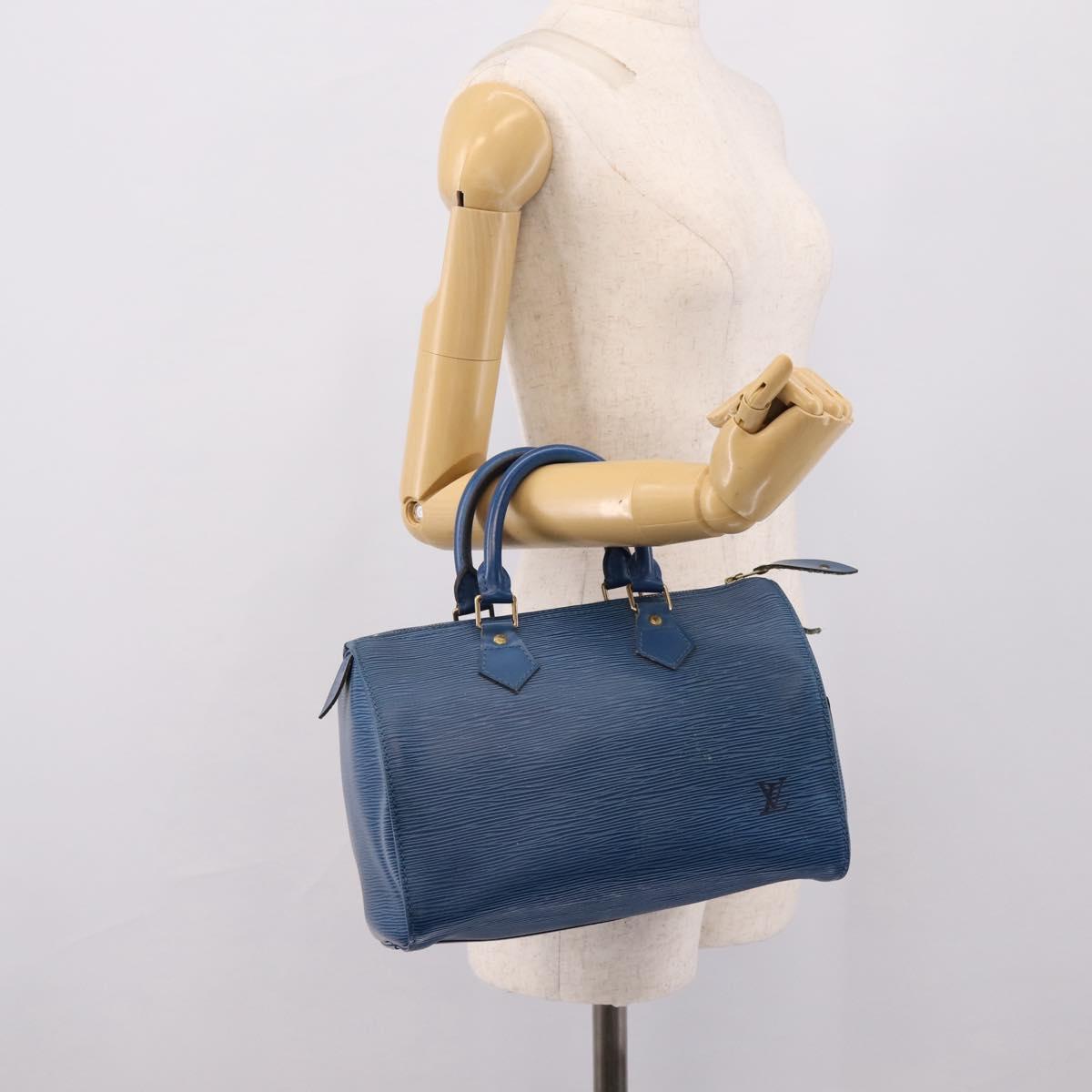 LOUIS VUITTON Epi Speedy 25 Hand Bag Toledo Blue M43015 LV Auth 206328