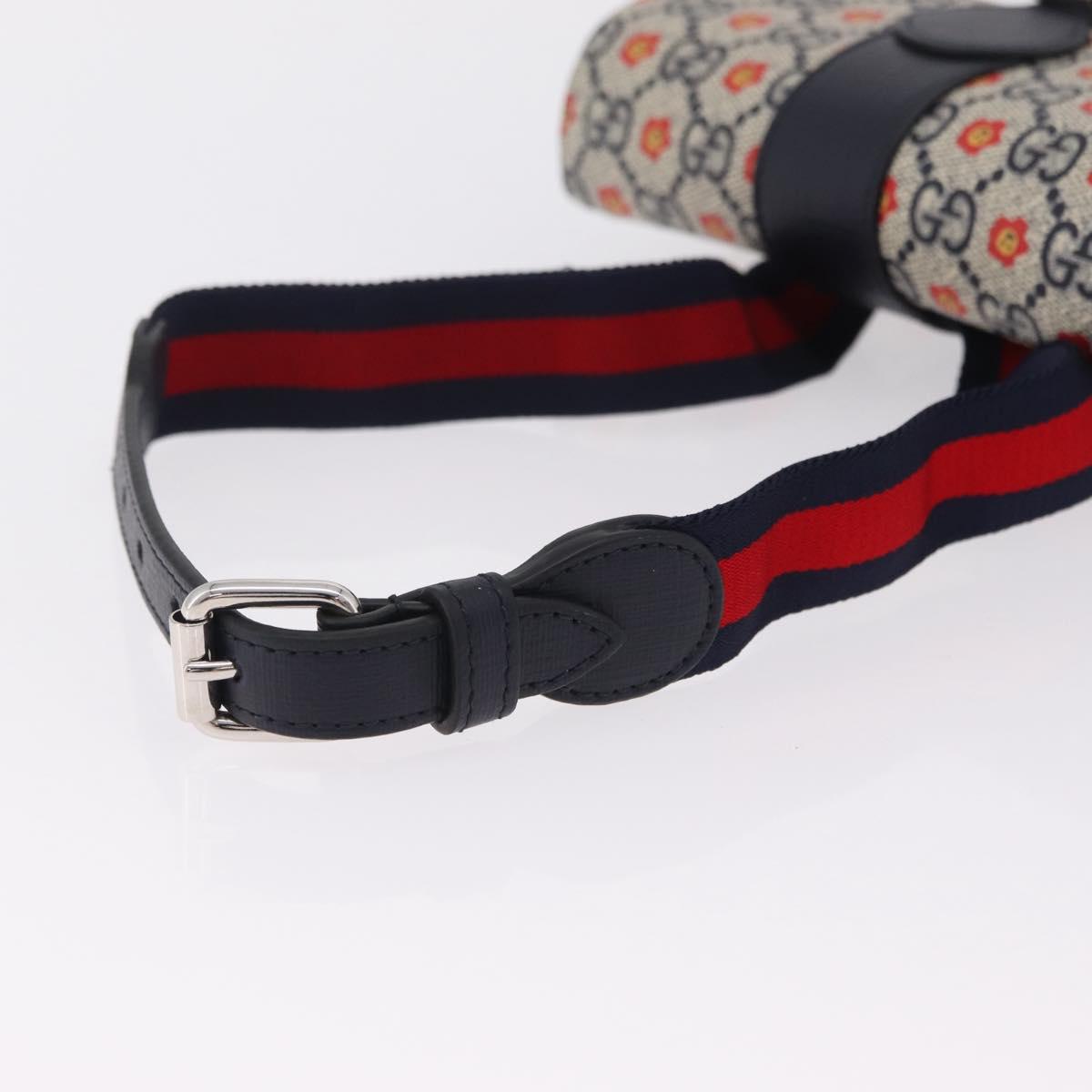 GUCCI GG Supreme Children's Waist bag PVC Sherry Line Navy 835822 Auth 206329M