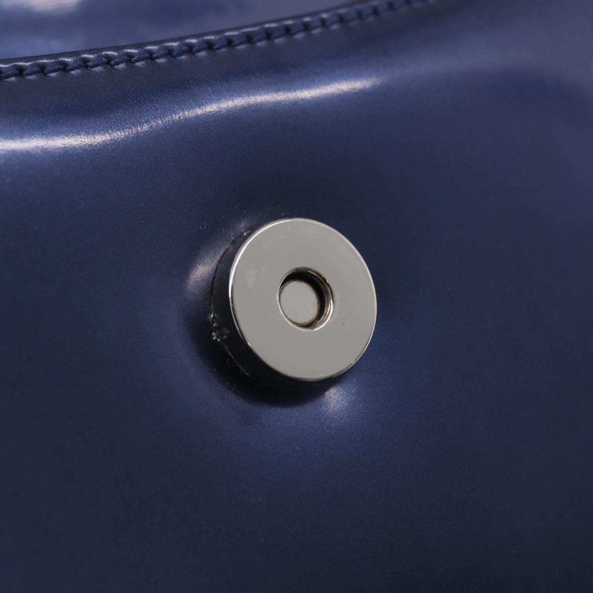 Salvatore Ferragamo Gancini Bag Patent leather 2way Navy Silver Auth 206330A