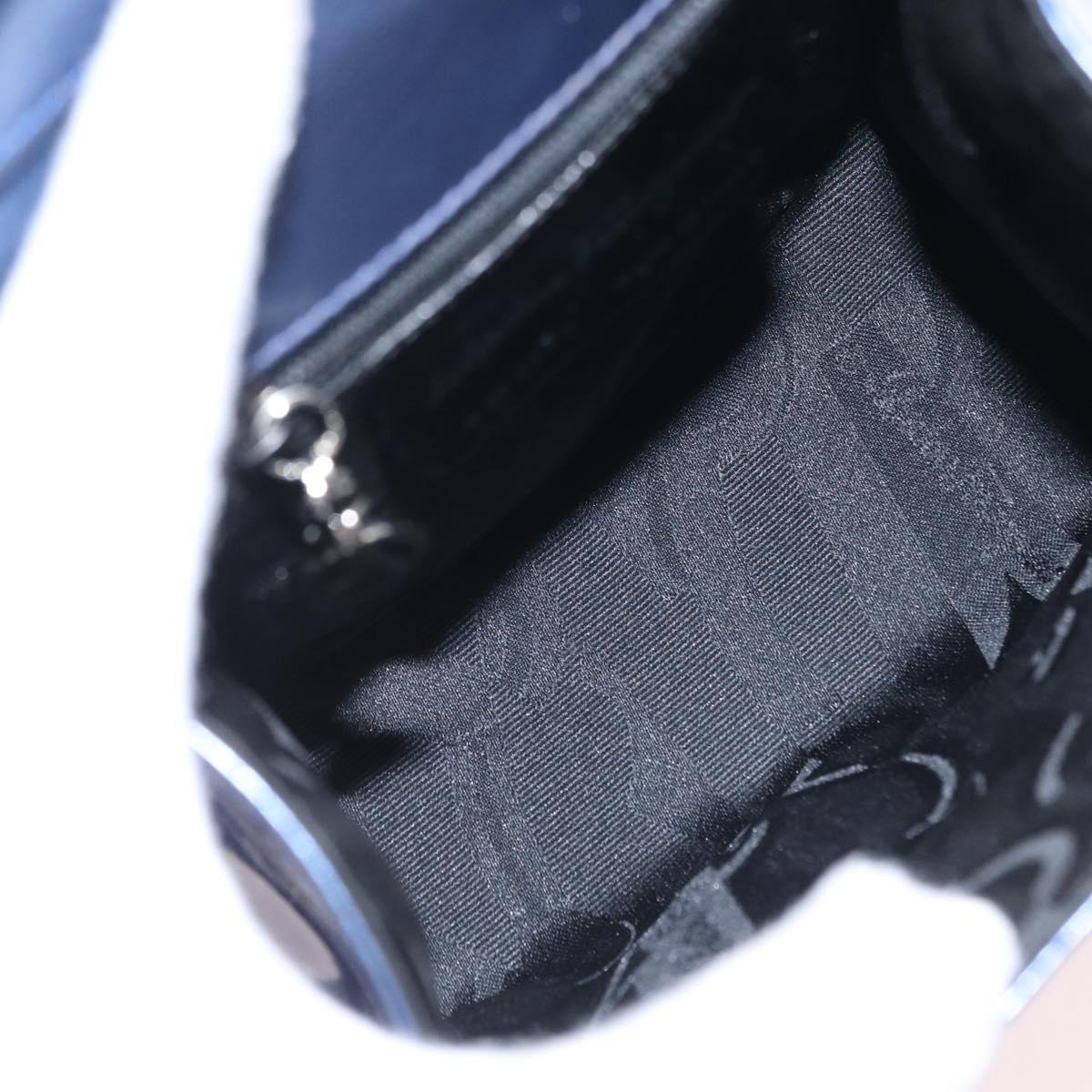 Salvatore Ferragamo Gancini Bag Patent leather 2way Navy Silver Auth 206330A