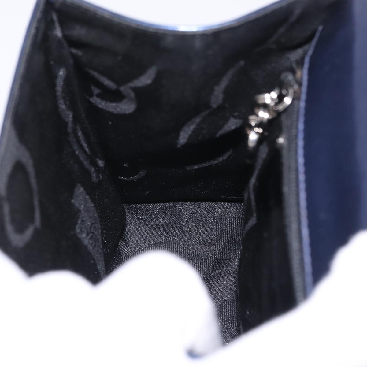Salvatore Ferragamo Gancini Bag Patent leather 2way Navy Silver Auth 206330A