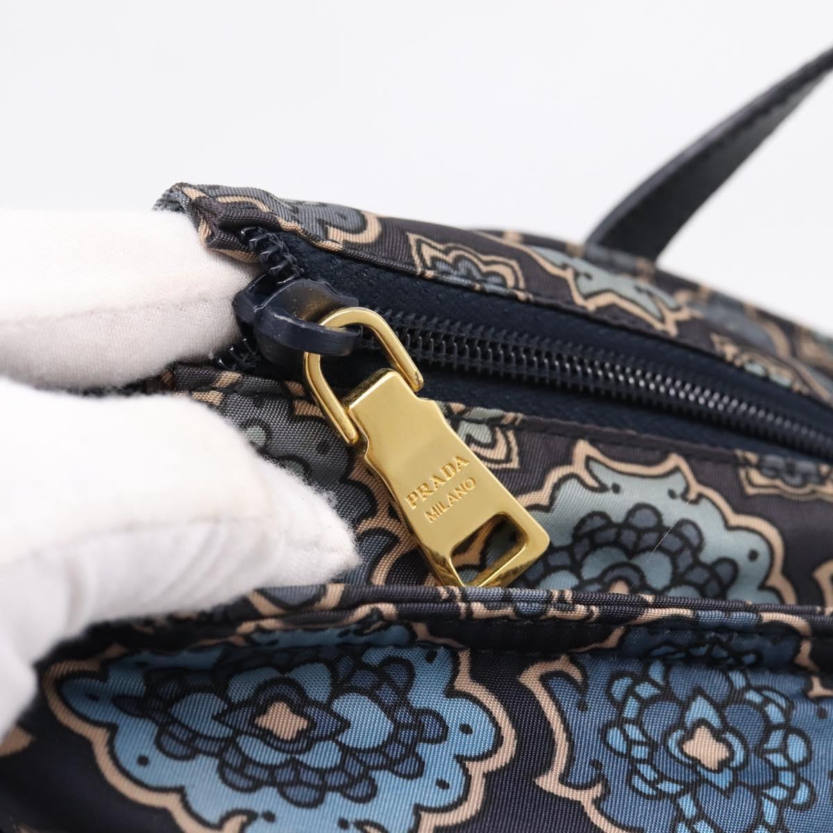 PRADA Tote Bag Nylon 2way Navy Gold Auth 206331A