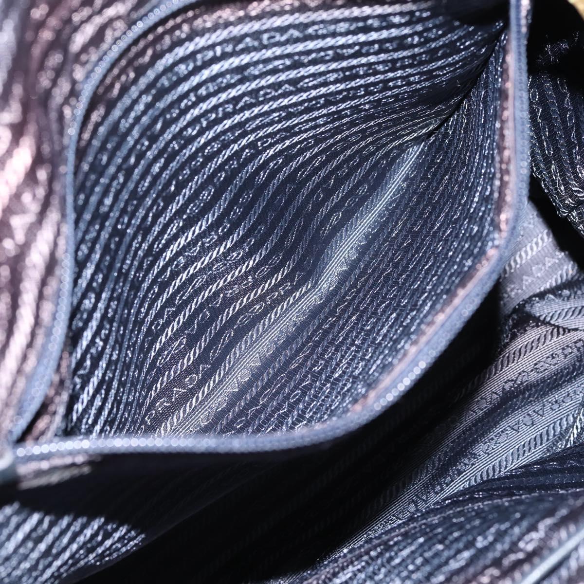 PRADA Tote Bag Nylon 2way Navy Gold Auth 206331A