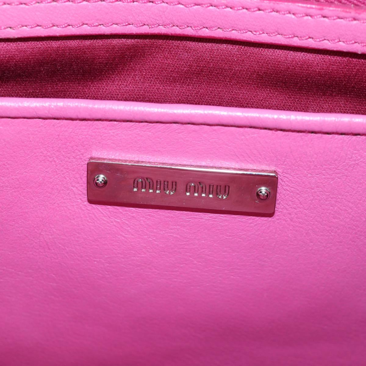 Miu Miu Matelasse Hand Bag Leather Pink Silver Auth 206333