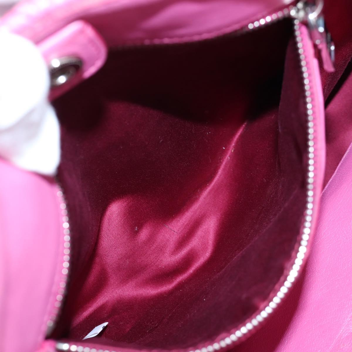 Miu Miu Matelasse Hand Bag Leather Pink Silver Auth 206333
