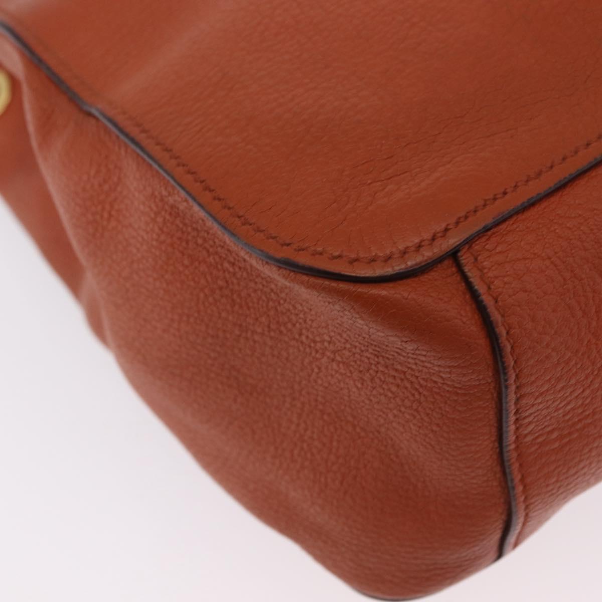 Miu Miu Hand Bag Leather 2way Orange Gold Auth 206335A