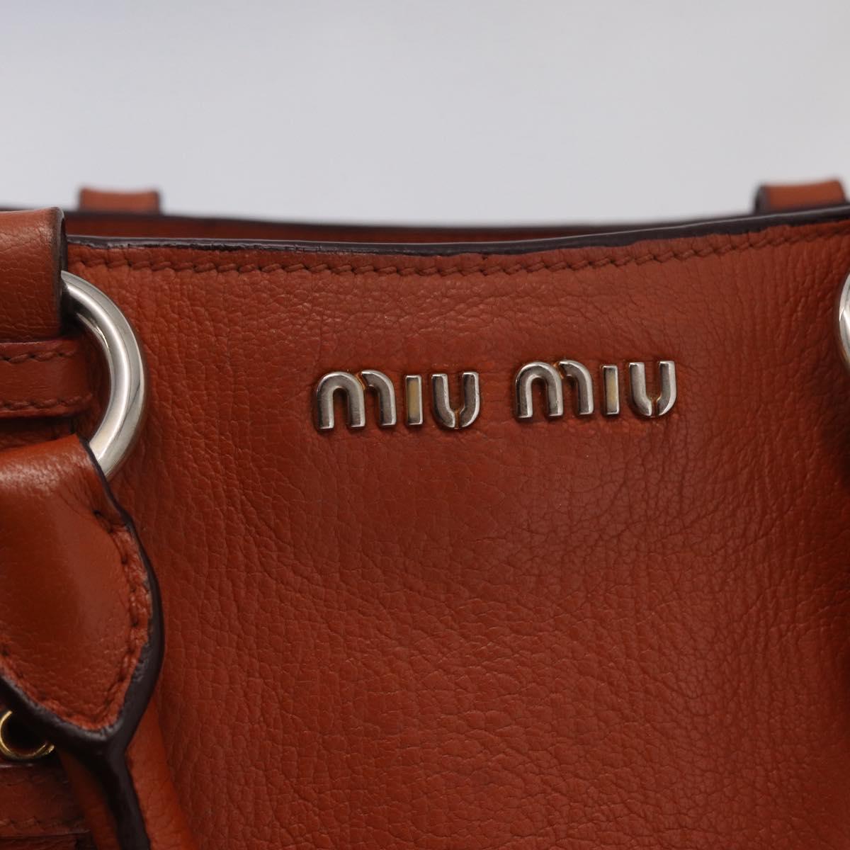 Miu Miu Hand Bag Leather 2way Orange Gold Auth 206335A