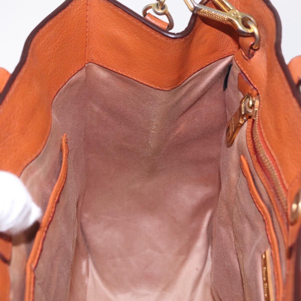 Miu Miu Hand Bag Leather 2way Orange Gold Auth 206335A
