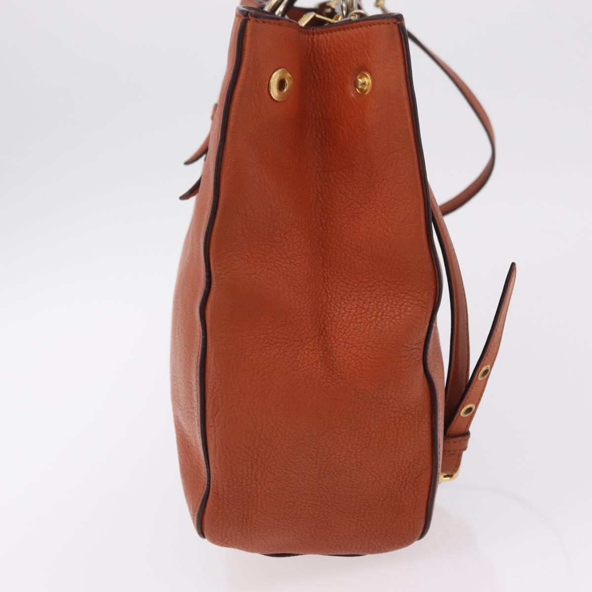 Miu Miu Hand Bag Leather 2way Orange Gold Auth 206335A