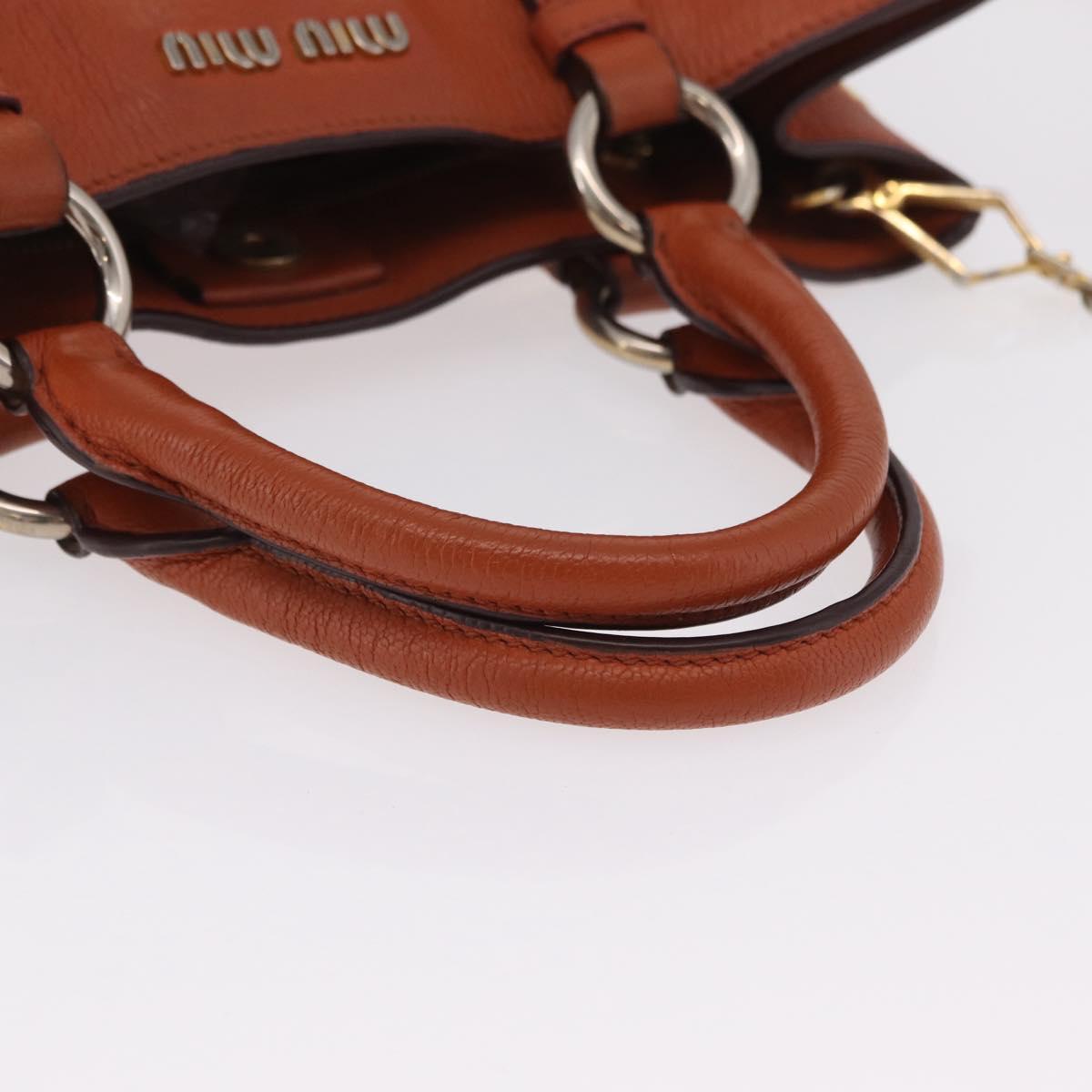 Miu Miu Hand Bag Leather 2way Orange Gold Auth 206335A