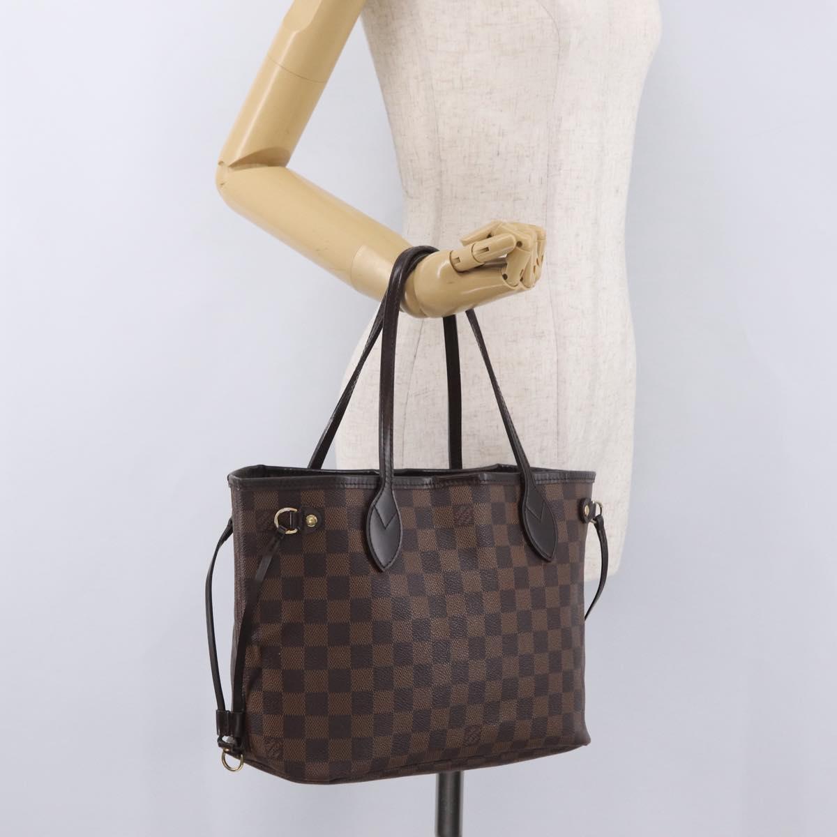 LOUIS VUITTON Damier Ebene Neverfull PM Tote Bag N51109 LV Auth 206336
